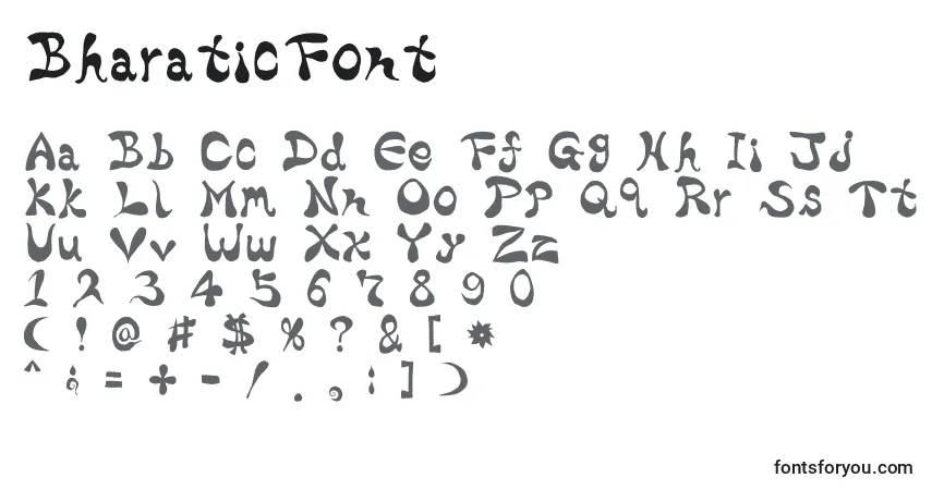 Czcionka BharaticFont – alfabet, cyfry, specjalne znaki