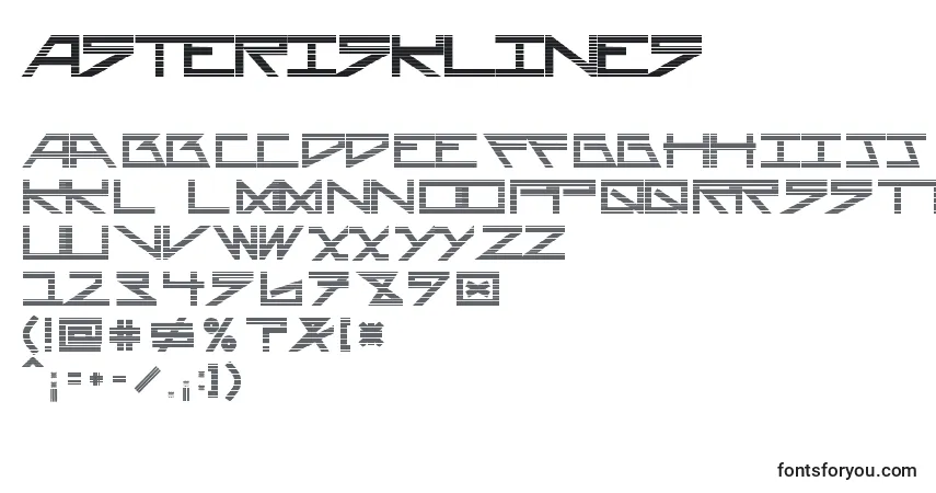 AsteriskLines-fontti – aakkoset, numerot, erikoismerkit