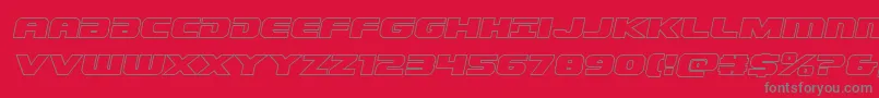 Dekarangeroutital-Schriftart – Graue Schriften auf rotem Hintergrund