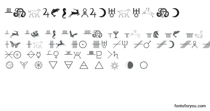 Czcionka Celticastrologer – alfabet, cyfry, specjalne znaki