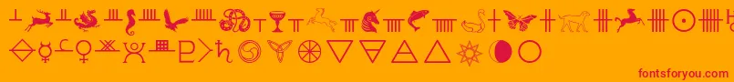 フォントCelticastrologer – オレンジの背景に赤い文字