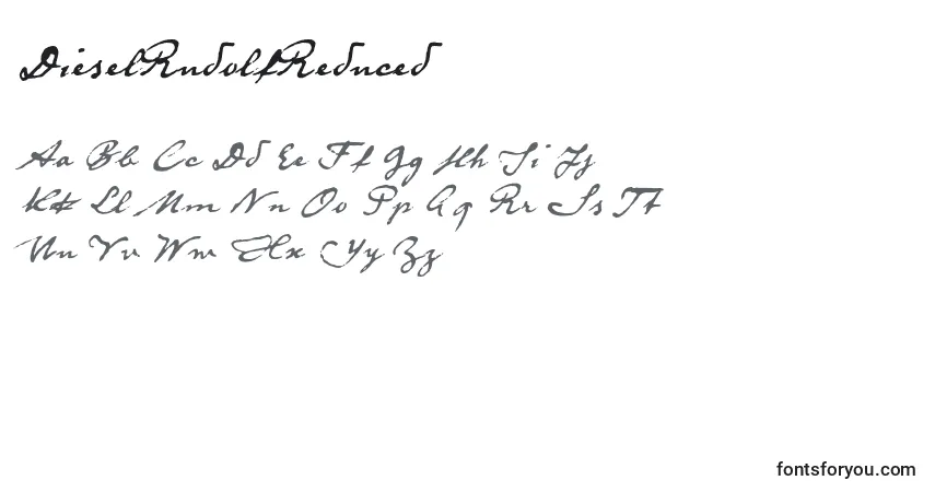 Schriftart DieselRudolfReduced – Alphabet, Zahlen, spezielle Symbole