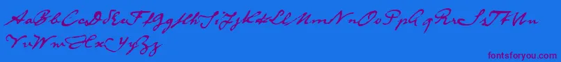 DieselRudolfReduced-Schriftart – Violette Schriften auf blauem Hintergrund