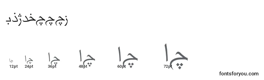 Größen der Schriftart Hmskhabar