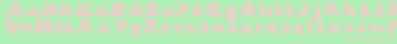 OverrideDsg-fontti – vaaleanpunaiset fontit vihreällä taustalla