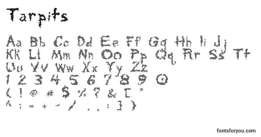 Schriftart Tarpits – Alphabet, Zahlen, spezielle Symbole