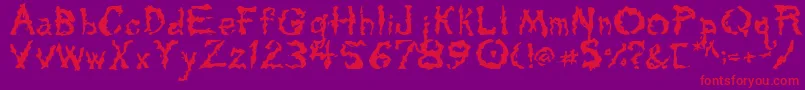 Tarpits-Schriftart – Rote Schriften auf violettem Hintergrund