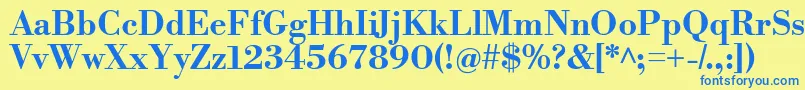 フォントLibrebodoniBold – 青い文字が黄色の背景にあります。