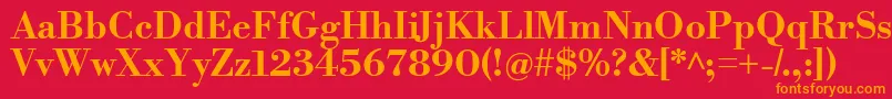 フォントLibrebodoniBold – 赤い背景にオレンジの文字