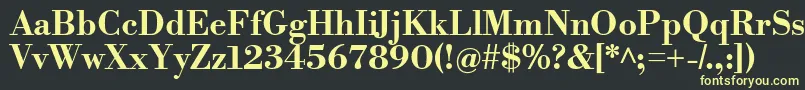 フォントLibrebodoniBold – 黒い背景に黄色の文字