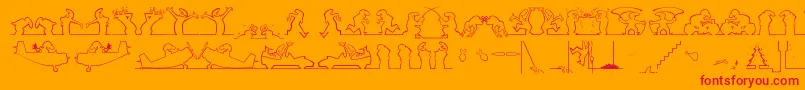 Linea1-Schriftart – Rote Schriften auf orangefarbenem Hintergrund