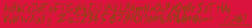 Tapeloop-Schriftart – Braune Schriften auf rotem Hintergrund