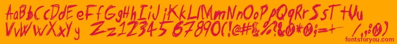 フォントTapeloop – オレンジの背景に赤い文字