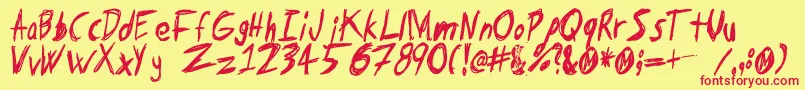 Tapeloop Font – Red Fonts on Yellow Background