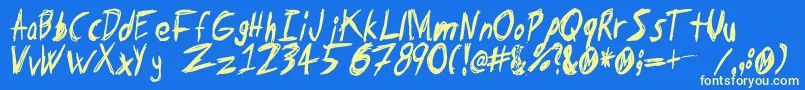 Tapeloop Font – Yellow Fonts on Blue Background