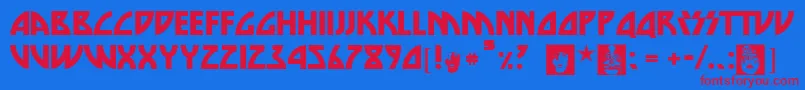 DieNastyRegular Font – Red Fonts on Blue Background