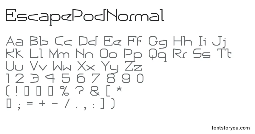 Schriftart EscapePodNormal – Alphabet, Zahlen, spezielle Symbole