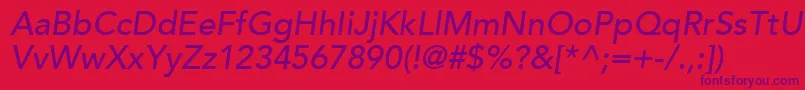 ExpoBookSsiMediumItalic Font – Purple Fonts on Red Background