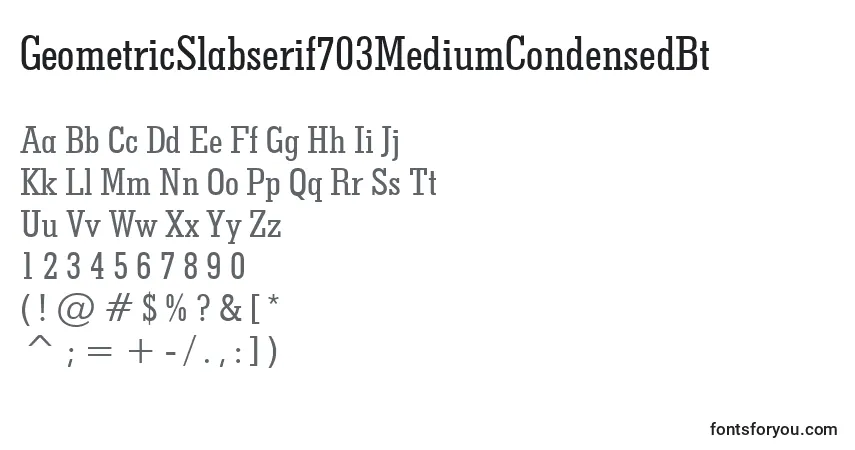 Шрифт GeometricSlabserif703MediumCondensedBt – алфавит, цифры, специальные символы