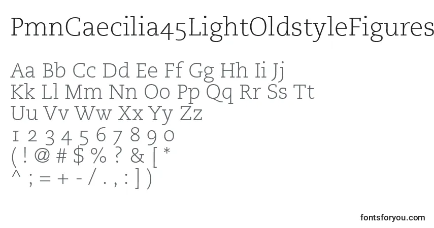 Шрифт PmnCaecilia45LightOldstyleFigures – алфавит, цифры, специальные символы