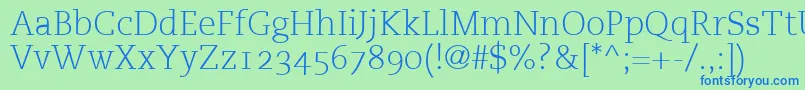 Czcionka PmnCaecilia45LightOldstyleFigures – niebieskie czcionki na zielonym tle