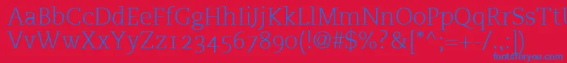 Czcionka PmnCaecilia45LightOldstyleFigures – niebieskie czcionki na czerwonym tle
