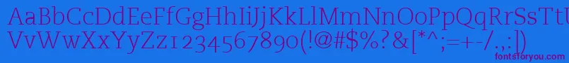 Czcionka PmnCaecilia45LightOldstyleFigures – fioletowe czcionki na niebieskim tle