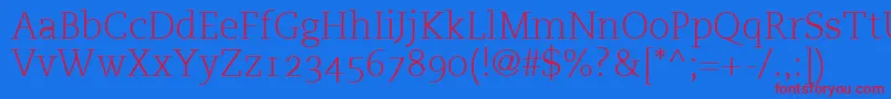PmnCaecilia45LightOldstyleFigures-Schriftart – Rote Schriften auf blauem Hintergrund