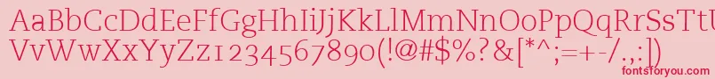 Czcionka PmnCaecilia45LightOldstyleFigures – czerwone czcionki na różowym tle