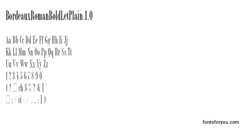 A fonte BordeauxRomanBoldLetPlain.1.0 – alfabeto, números, caracteres especiais