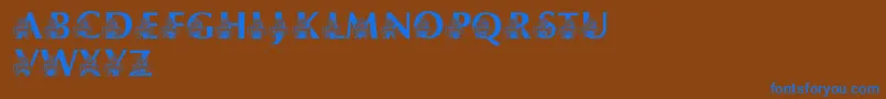 フォントLmsUsusBigBlue – 茶色の背景に青い文字