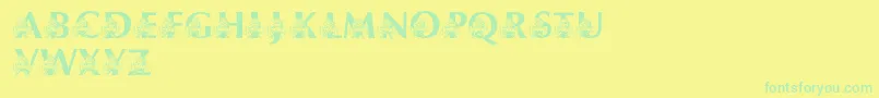 LmsUsusBigBlue-Schriftart – Grüne Schriften auf gelbem Hintergrund