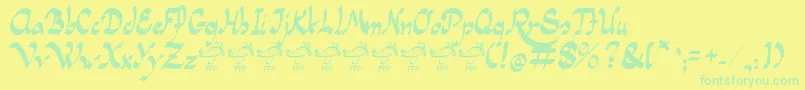 Fonte PanamaRoadRgFfp – fontes verdes em um fundo amarelo