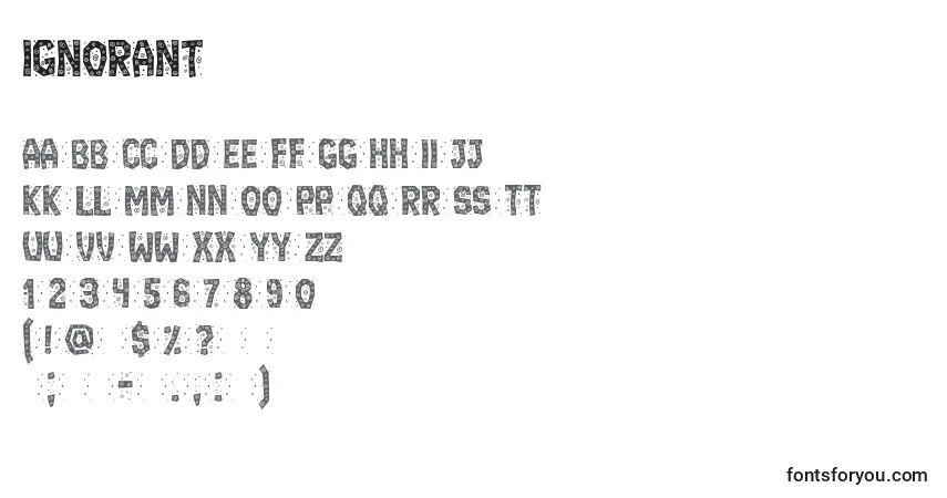 Шрифт Ignorant – алфавит, цифры, специальные символы