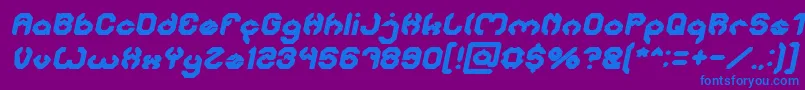 フォントBizzareBoldItalic – 紫色の背景に青い文字