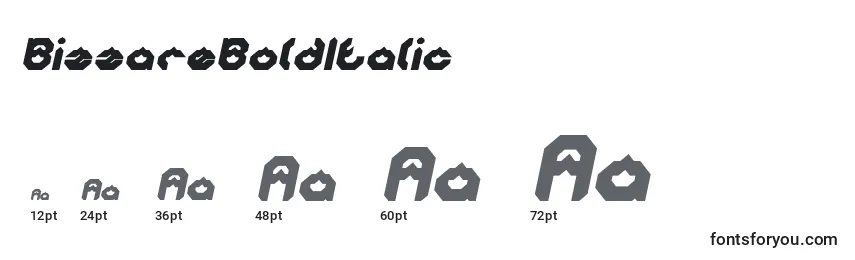 Größen der Schriftart BizzareBoldItalic