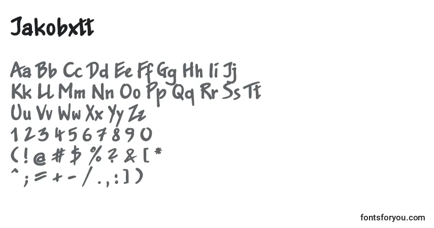 Schriftart Jakobxtt – Alphabet, Zahlen, spezielle Symbole