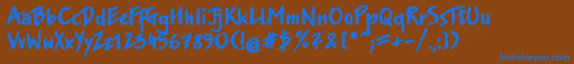 フォントJakobxtt – 茶色の背景に青い文字