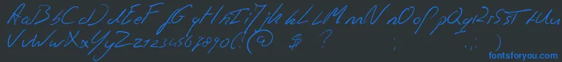 Шрифт Jaspershandwriting – синие шрифты на чёрном фоне
