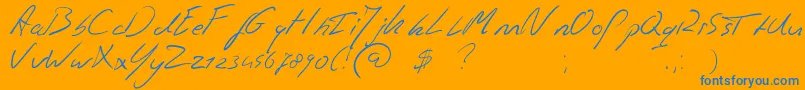 フォントJaspershandwriting – オレンジの背景に青い文字