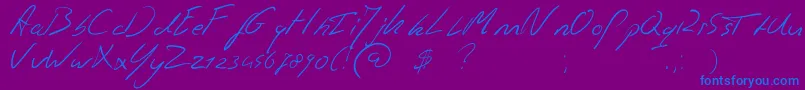 Jaspershandwriting-fontti – siniset fontit violetilla taustalla
