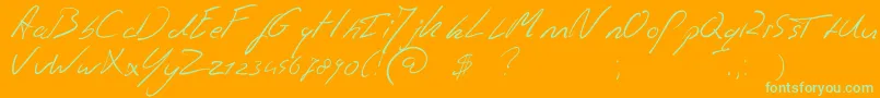 Jaspershandwriting-fontti – vihreät fontit oranssilla taustalla