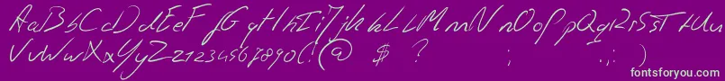 Jaspershandwriting Font – Green Fonts on Purple Background
