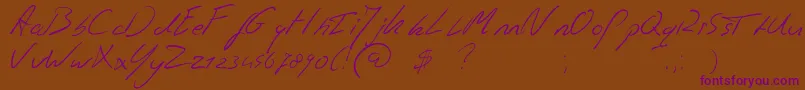 Jaspershandwriting-Schriftart – Violette Schriften auf braunem Hintergrund