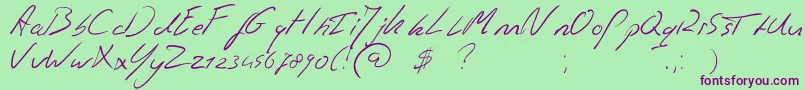 Jaspershandwriting-Schriftart – Violette Schriften auf grünem Hintergrund