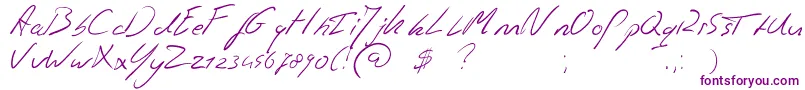フォントJaspershandwriting – 白い背景に紫のフォント