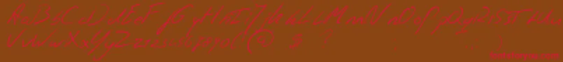 Fonte Jaspershandwriting – fontes vermelhas em um fundo marrom