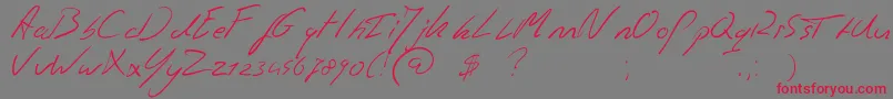Czcionka Jaspershandwriting – czerwone czcionki na szarym tle