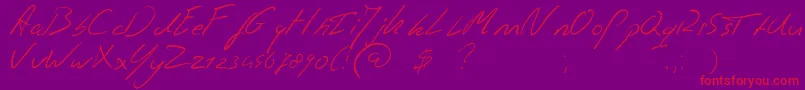 Jaspershandwriting-fontti – punaiset fontit violetilla taustalla
