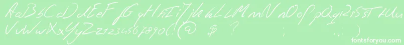 Czcionka Jaspershandwriting – białe czcionki na zielonym tle